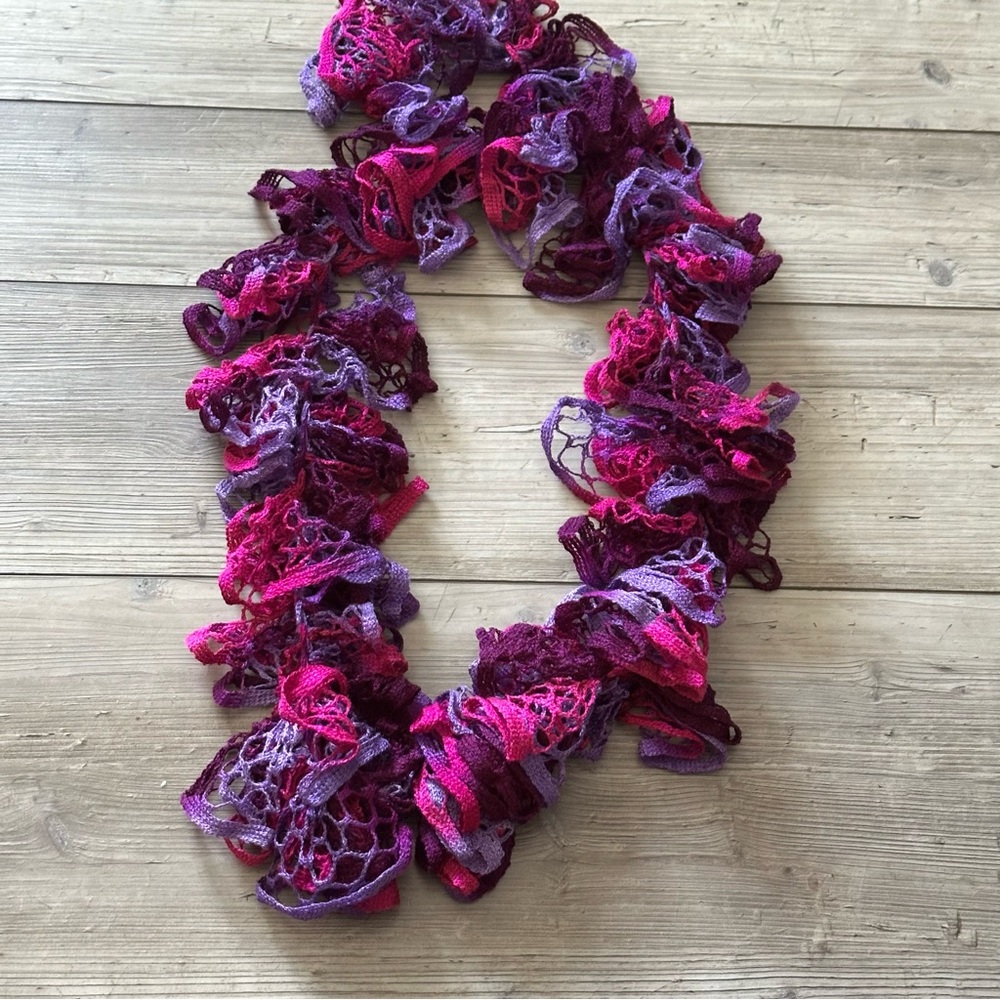 Women’s Crochet Scarf Hot Pink Purple Lavender